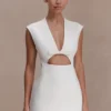 Victoria Cut Out Suiting Mini Dress – Ivory