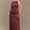 Violet Sleeveless Satin Maxi Dress – Dark Chocolate