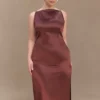 Violet Sleeveless Satin Maxi Dress – Dark Chocolate