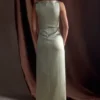 Violet Sleeveless Satin Maxi Dress – Sage
