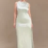 Violet Sleeveless Satin Maxi Dress – Sage