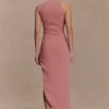 Virginia Suiting Embroidered Midi Dress – Burnt Rose