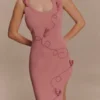 Virginia Suiting Embroidered Midi Dress – Burnt Rose