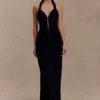 Vivianne Low Neck Maxi Dress – Black