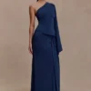 Vivica Slinky Gathered Maxi Skirt – Midnight Navy
