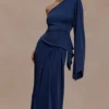 Vivica Slinky Gathered Maxi Skirt – Midnight Navy