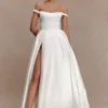 Willow Off Shoulder Satin Maxi Gown – White