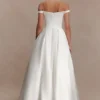 Willow Off Shoulder Satin Maxi Gown – White