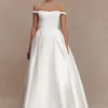 Willow Off Shoulder Satin Maxi Gown – White