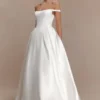 Willow Off Shoulder Satin Maxi Gown – White