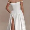 Willow Off Shoulder Satin Maxi Gown – White