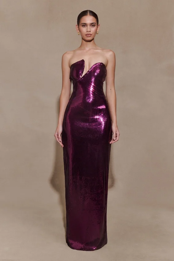 Winston Strapless Sequin Maxi Dress – Plum Winston Strapless Sequin Maxi Dress – Plum