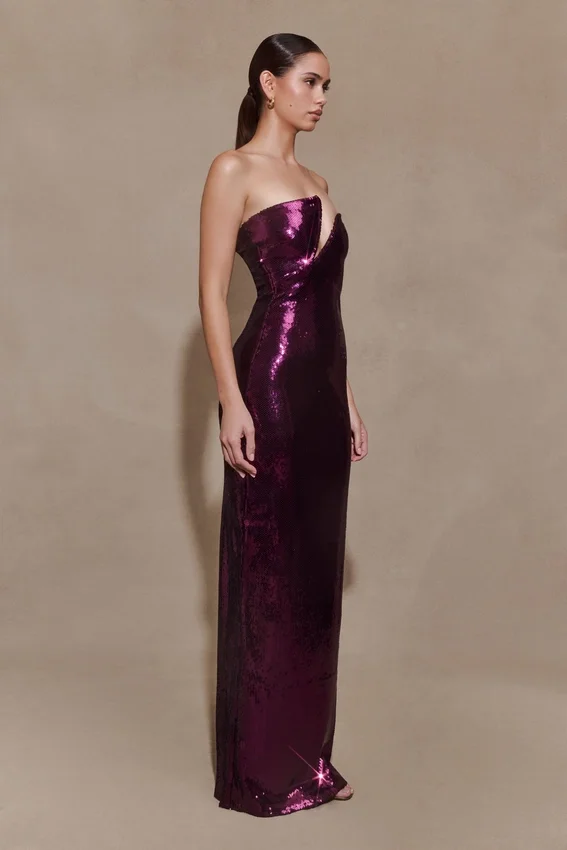 Winston Strapless Sequin Maxi Dress – Plum Winston Strapless Sequin Maxi Dress – Plum