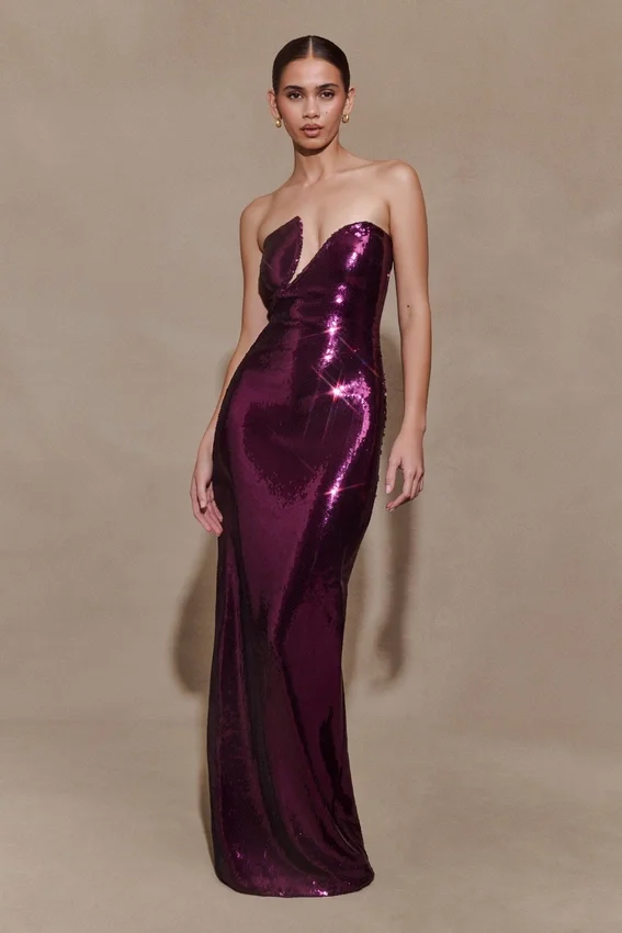 Winston Strapless Sequin Maxi Dress – Plum Winston Strapless Sequin Maxi Dress – Plum
