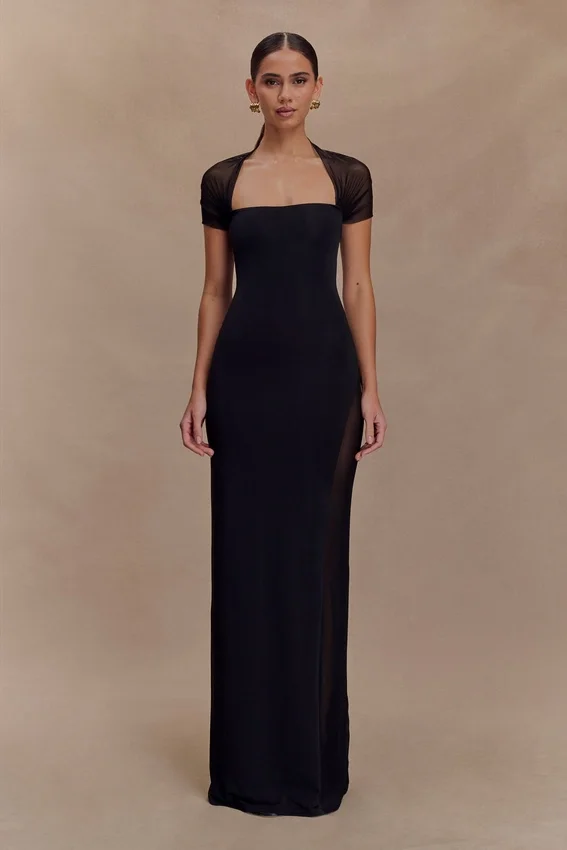Wyatt Slinky And Mesh Maxi Dress – Black Wyatt Slinky And Mesh Maxi Dress – Black