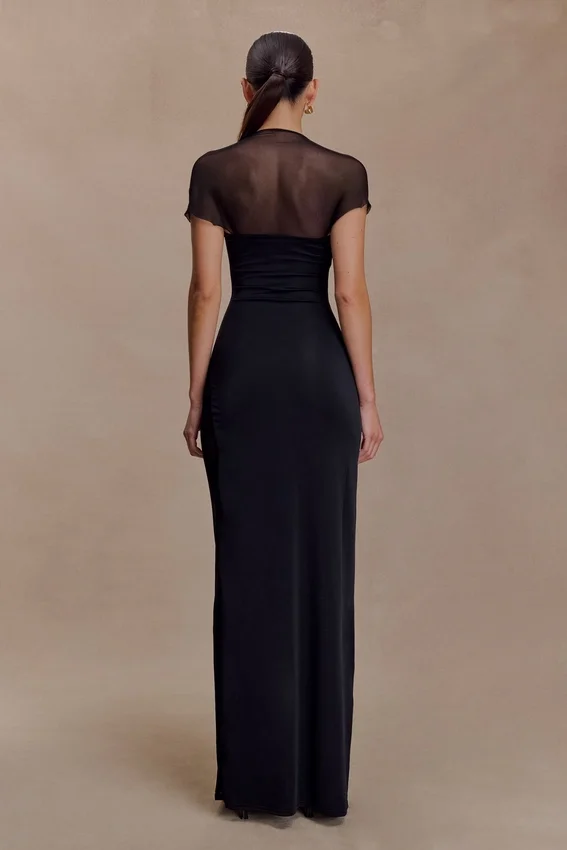 Wyatt Slinky And Mesh Maxi Dress – Black Wyatt Slinky And Mesh Maxi Dress – Black