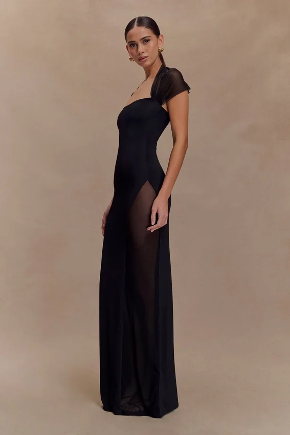 Wyatt Slinky And Mesh Maxi Dress – Black Wyatt Slinky And Mesh Maxi Dress – Black
