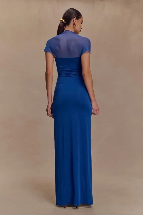 Wyatt Slinky And Mesh Maxi Dress – Cobalt Blue Wyatt Slinky And Mesh Maxi Dress – Cobalt Blue