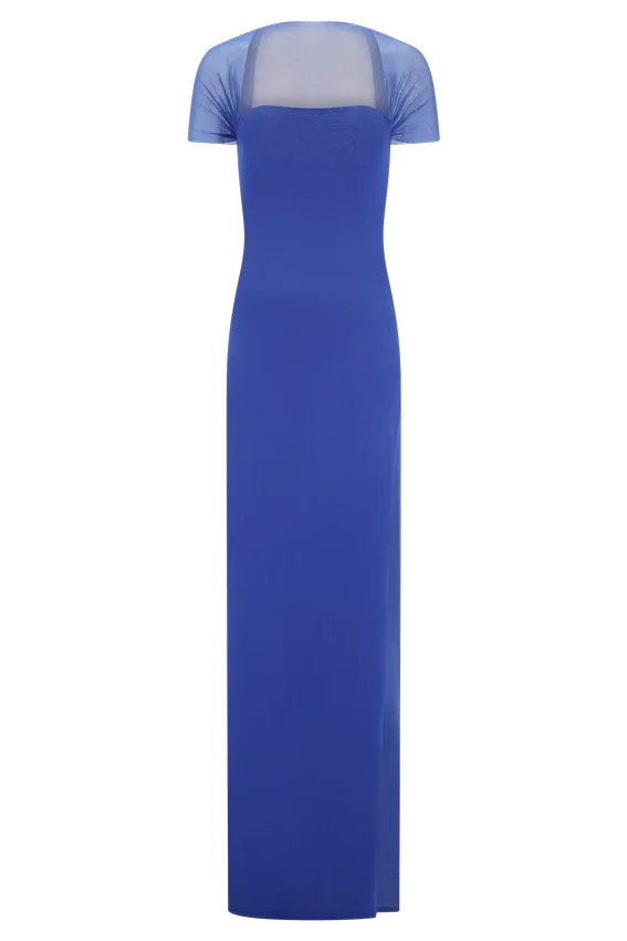 Wyatt Slinky And Mesh Maxi Dress – Cobalt Blue Wyatt Slinky And Mesh Maxi Dress – Cobalt Blue