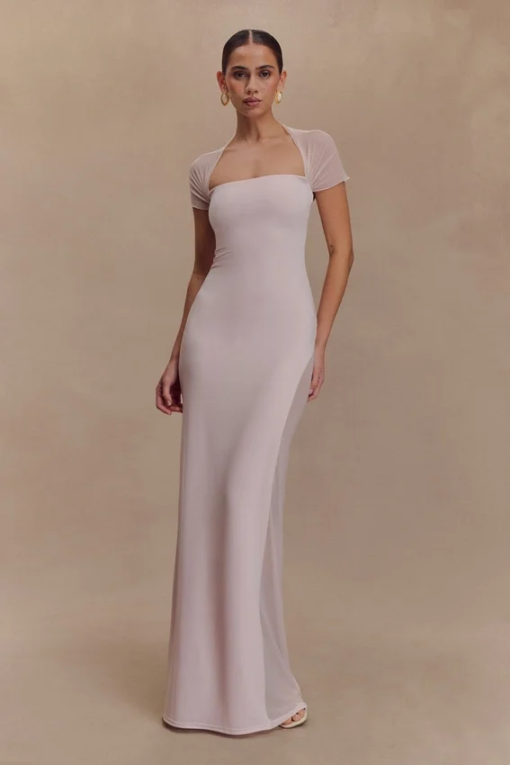 Wyatt Slinky And Mesh Maxi Dress – Pale Pink Wyatt Slinky And Mesh Maxi Dress – Pale Pink