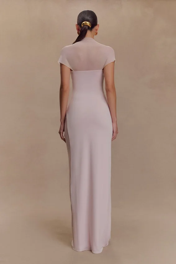 Wyatt Slinky And Mesh Maxi Dress – Pale Pink Wyatt Slinky And Mesh Maxi Dress – Pale Pink