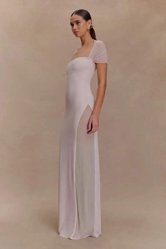 Wyatt Slinky And Mesh Maxi Dress – Pale Pink Wyatt Slinky And Mesh Maxi Dress – Pale Pink