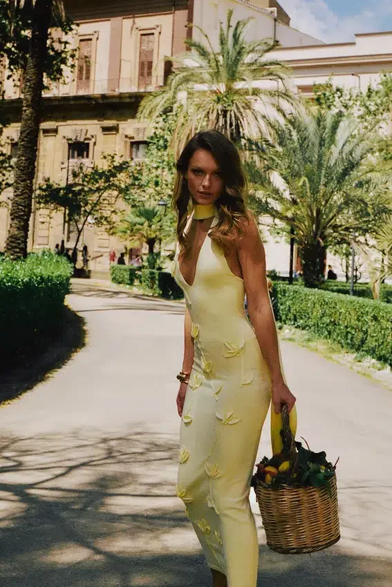 Wynn Floral Knit Midi Dress – Lemon Wynn Floral Knit Midi Dress – Lemon
