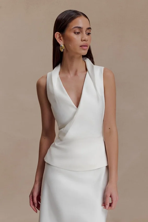 Yanina Cotton Halter Midi Dress – White Yanina Cotton Halter Midi Dress – White