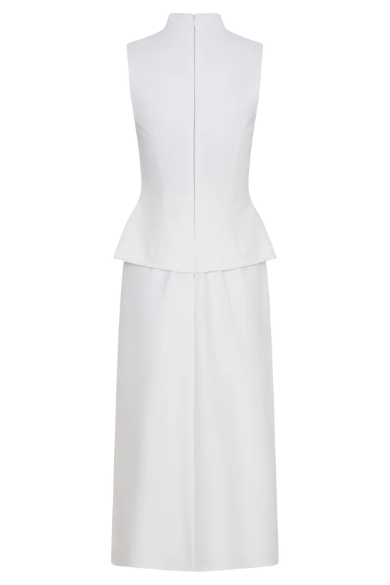 Yanina Cotton Halter Midi Dress – White Yanina Cotton Halter Midi Dress – White
