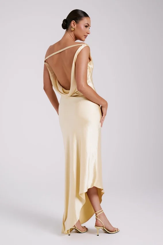 Yvette Slip Maxi Dress With Asymmetrical Hem – Butter Yvette Slip Maxi Dress With Asymmetrical Hem – Butter