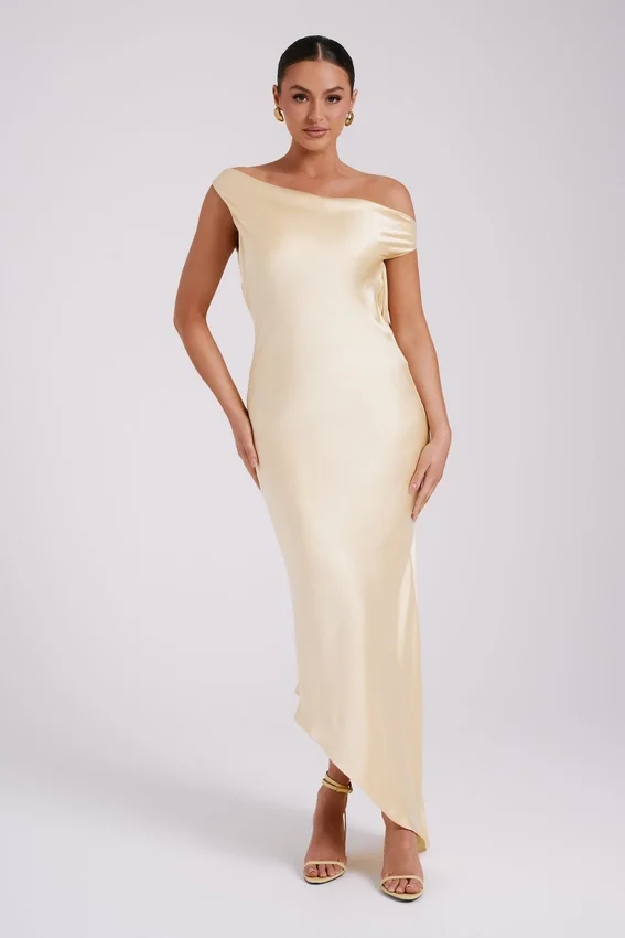 Yvette Slip Maxi Dress With Asymmetrical Hem – Butter Yvette Slip Maxi Dress With Asymmetrical Hem – Butter