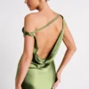 Yvette Slip Maxi Dress With Asymmetrical Hem – Emerald