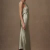 Yvette Slip Maxi Dress With Asymmetrical Hem – Sage