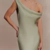 Yvette Slip Maxi Dress With Asymmetrical Hem – Sage