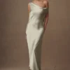 Yvette Slip Maxi Dress With Asymmetrical Hem – Sage