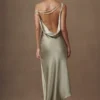 Yvette Slip Maxi Dress With Asymmetrical Hem – Sage