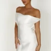 Yvette Slip Maxi Dress With Asymmetrical Hem – White