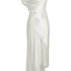 Yvette Slip Maxi Dress With Asymmetrical Hem – White