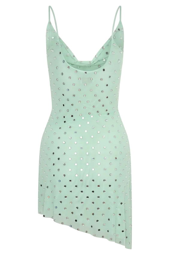 Zahra Diamante Cowl Mini Dress – Mint Zahra Diamante Cowl Mini Dress – Mint