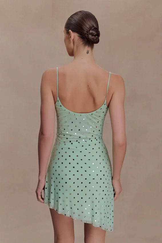 Zahra Diamante Cowl Mini Dress – Mint Zahra Diamante Cowl Mini Dress – Mint