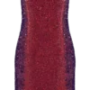 Zander Hand Beaded Strapless Mini Dress – Red Ombre