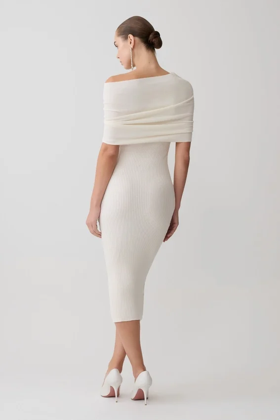 Zandie Cashmere Blend Knit Midi Dress – Ivory Zandie Cashmere Blend Knit Midi Dress – Ivory