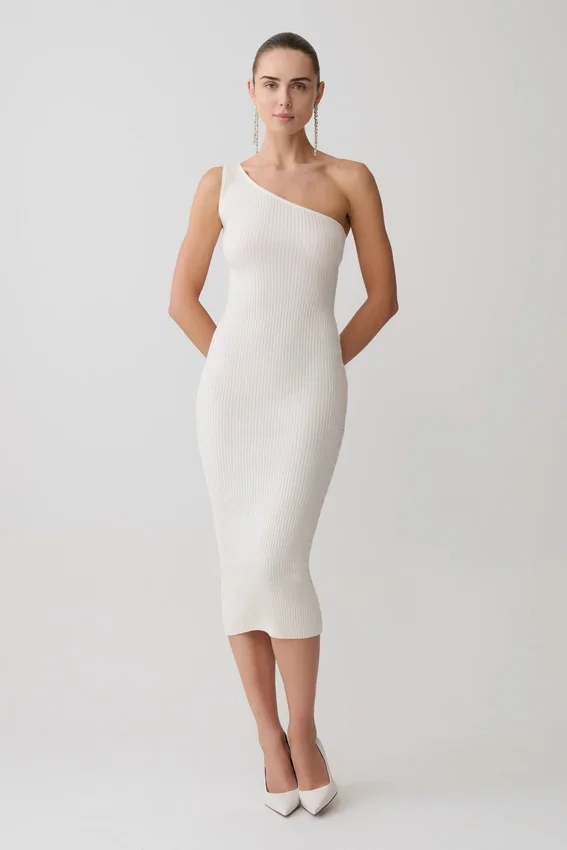 Zandie Cashmere Blend Knit Midi Dress – Ivory Zandie Cashmere Blend Knit Midi Dress – Ivory