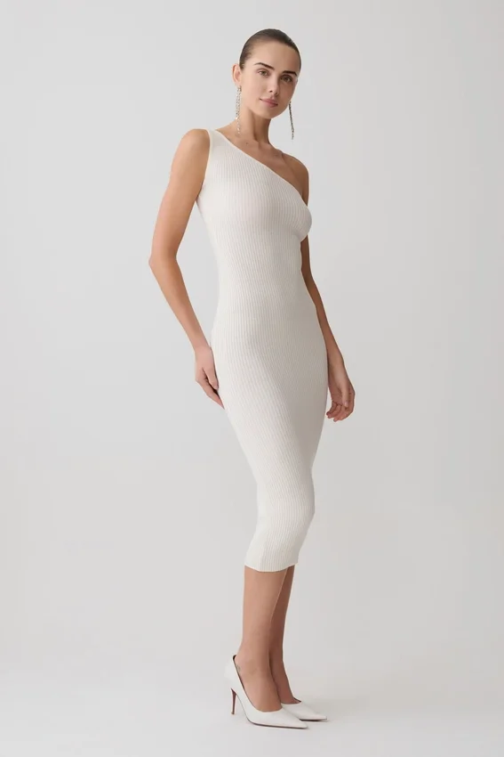 Zandie Cashmere Blend Knit Midi Dress – Ivory Zandie Cashmere Blend Knit Midi Dress – Ivory