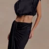 Zendaya Silk Crop Top – Black