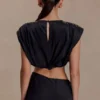 Zendaya Silk Crop Top – Black