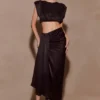 Zendaya Silk Crop Top – Black