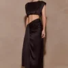 Zendaya Silk Crop Top – Black