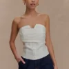 Zillah Strapless Cotton Top – White