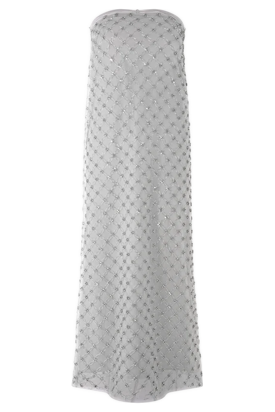 Zuri Hand Beaded Embellished Maxi Skirt – Silver Zuri Hand Beaded Embellished Maxi Skirt – Silver